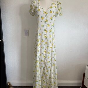 Betsey Johnson White and Cream Puff Sleeve Sundress